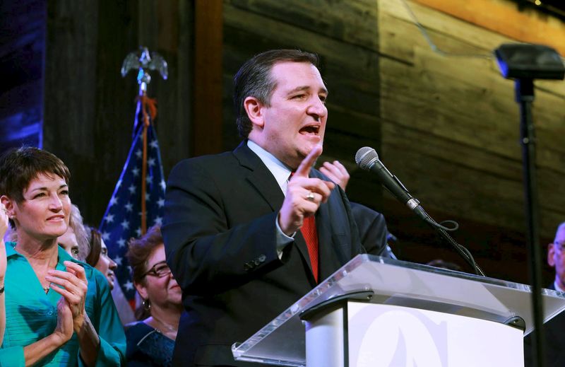 © Reuters. Republican U.S. presidential candidate Senator Ted Cruz reacts to the Super Tuesday primary and caucus voting