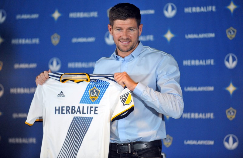 © Reuters. MLS: LA Galaxy-Steven Gerrard Press Conference