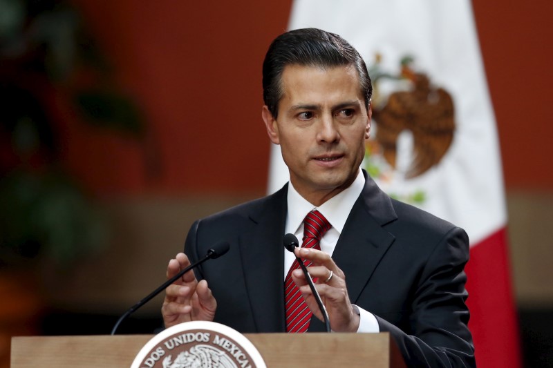 © Reuters. Mexico's President Enrique Pena Nieto speaks during a news conference at the National Palace in Mexico City