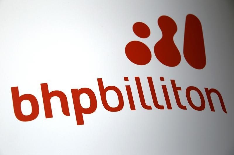 © Reuters. A logo for mining company BHP Billiton adorns a sign outside the Perth Convention Centre where their annual general meeting was being held in Perth, Western Australia