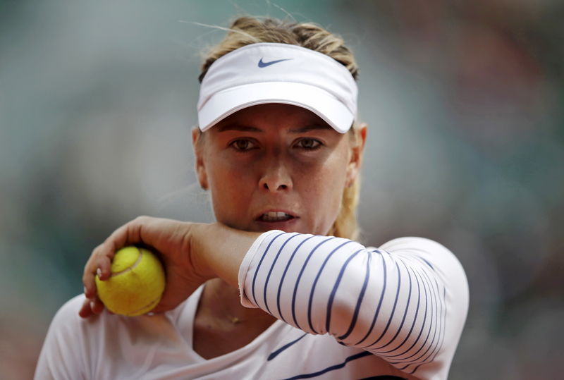 © Reuters. File picture of Maria Sharapova of Russia during her women's singles match at the French Open tennis tournament in Paris