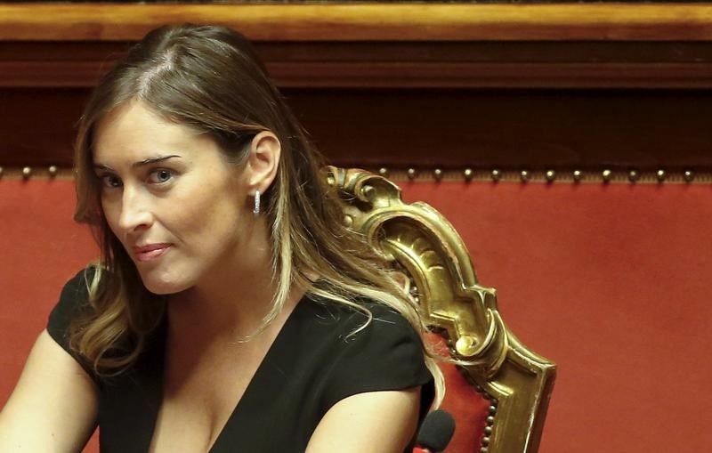 © Reuters. Italy's Minister for Constitutional Reforms and Parliamentary Relations Boschi looks on during a debate at the Italian Senate in Rome