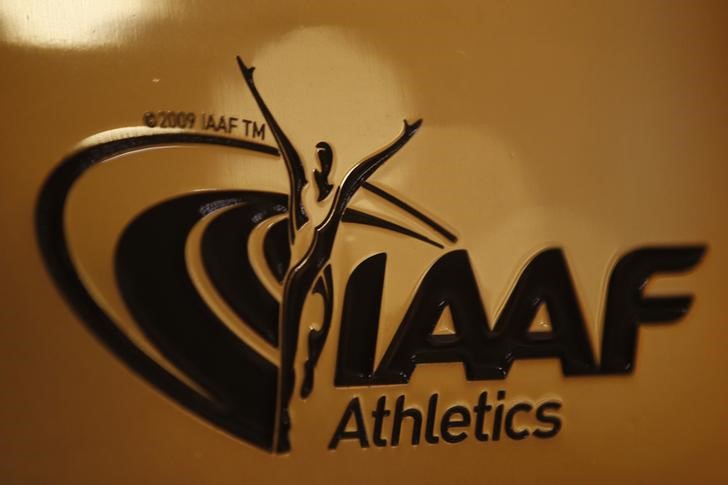 © Reuters. A view shows the logo at the The International Association of Athletics Federations (IAAF) headquarters in Monaco