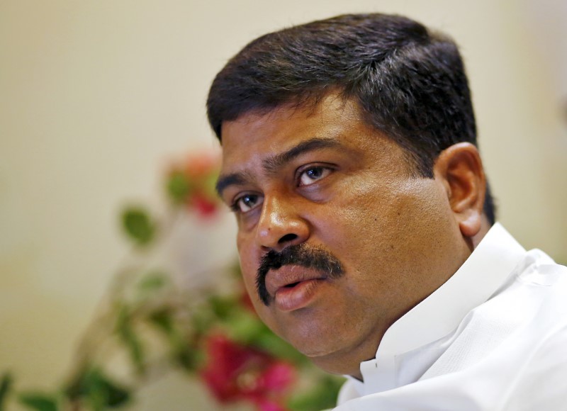 © Reuters. India's Oil Minister Pradhan speaks during an interview with Reuters in New Delhi