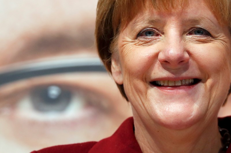 © Reuters. Merkel German Chancellor and leader of  CDU party arrives for election campaign rally in Haigerloch