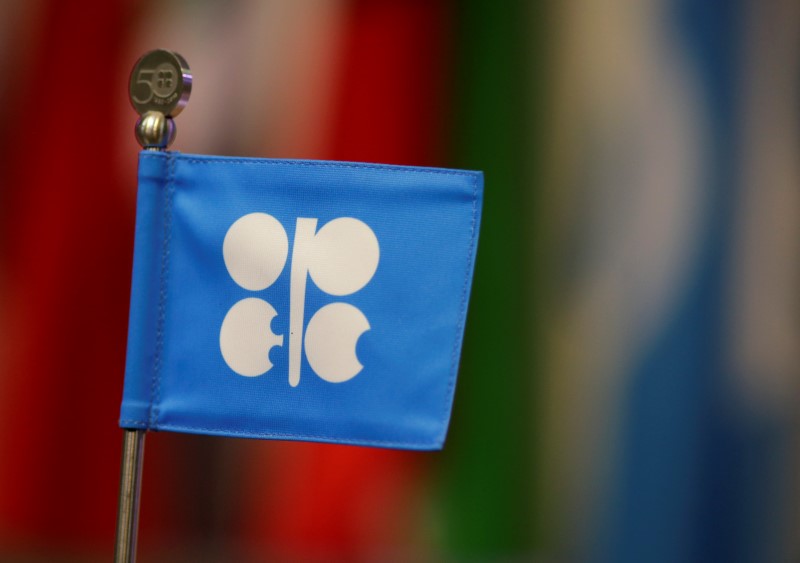 © Reuters. A OPEC flag is seen during the presentation of OPEC's 2013 World Oil Outlook in Vienna