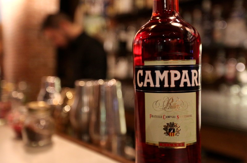 © Reuters. A Campari bottle is seen in a bar downtown Milan