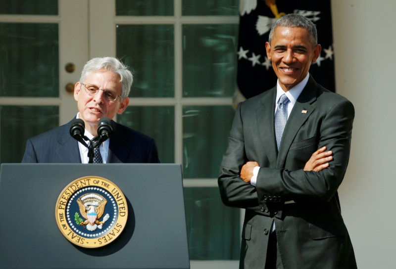 © Reuters. US President Barack Obama announces Judge Merrick Garland of the United States Court of Appeals as his nominee for the U.S. Supreme Court at White House in Washington