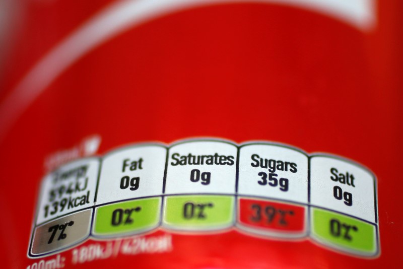 © Reuters. A detail of a can of Coca-Cola is seen in London