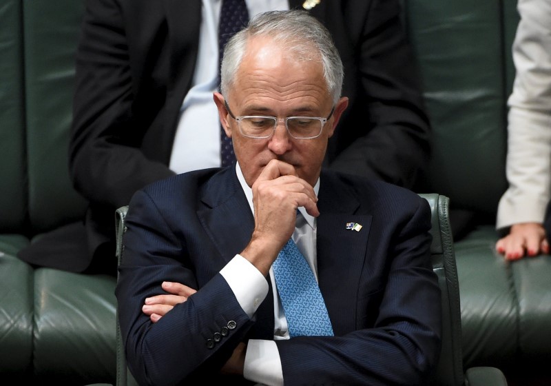 © Reuters. Australian Prime Minister Turnbull reacts during Question Time in the House of Representatives at Parliament House in Canberra, Australia