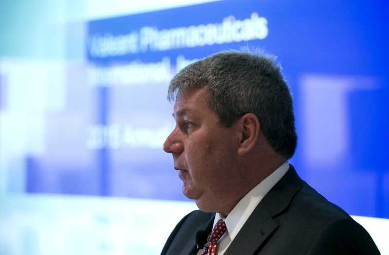 © Reuters. LE DIRECTEUR GÉNÉRAL DE VALEANT MICHAEL PEARSON VA DÉMISSIONNER