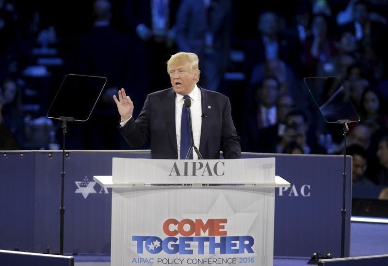 © Reuters. ترامب يتعهد بعلاقات قوية مع إسرائيل إذا انتخب رئيسا