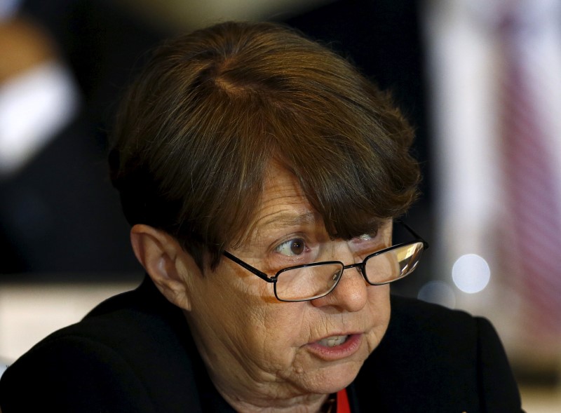 © Reuters. Security and Exchange Commission Chair White delivers remarks at Financial Security Oversight Committee hearing at Treasury Department in Washington