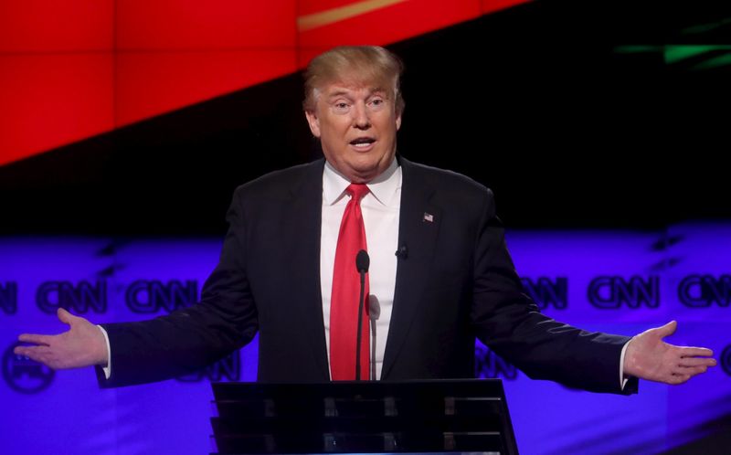 © Reuters. File photo of Republican U.S. presidential candidate Donald Trump speaking at the candidates debate in Miami