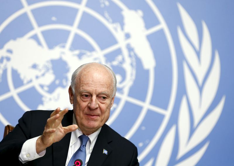 © Reuters. Enviado da ONU para Síria, Staffan de Mistura, durante entrevista coletiva em Genebra