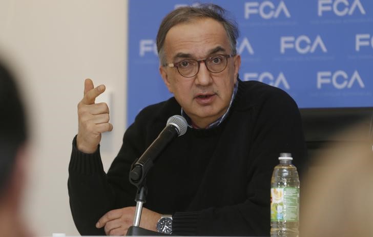© Reuters. Sergio Marchionne, CEO of Fiat Chrysler, speaks at the North American International Auto Show in Detroit