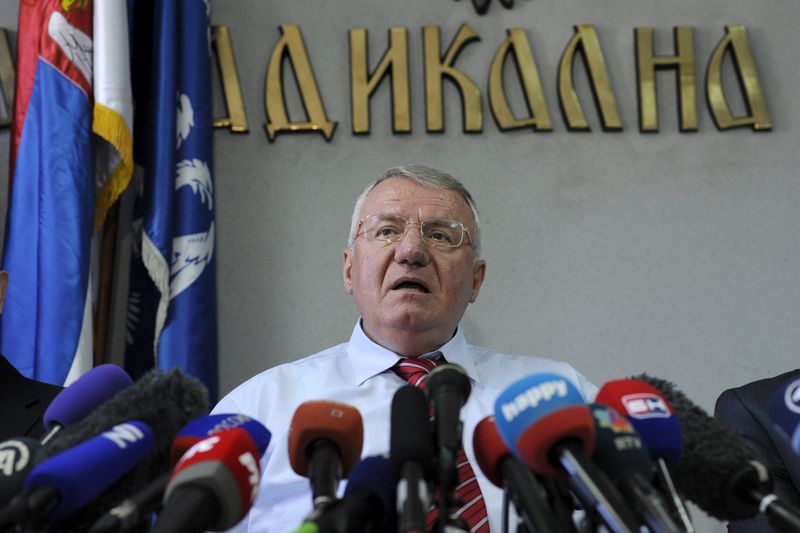 © Reuters. Nacionalista sérvio Vojislav Seselj durante conferência em Belgrado