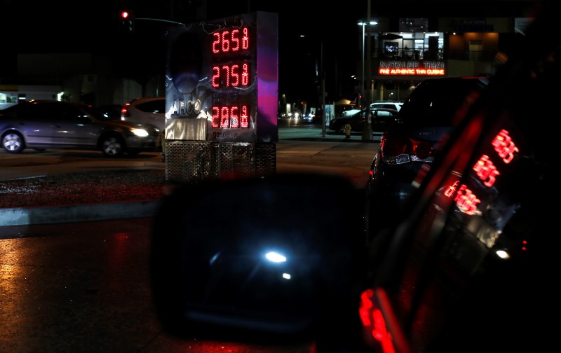 © Reuters. The price of regular unleaded gas is pictured at 2.65 U.S. Dollar per gallon (3.7 Liter) at a Arco gas station in Los Angeles