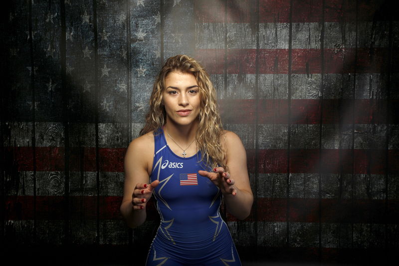 File photo of wrestler Helen Maroulis posing for a portrait at the U.S. Oly...