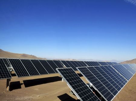 © Reuters. File photo of solar panels of local mining company CAP seen in the Atacama Desert