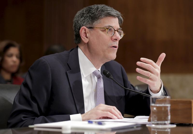 © Reuters. Treasury Secretary Jack Lew testifies at a Senate Appropriations Subcommittee hearing on the FY2017 budget for the Treasury Department on Capitol Hill