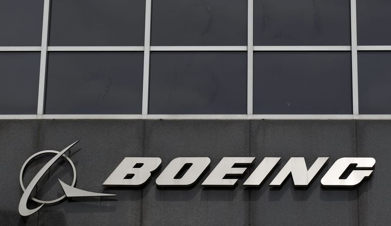 © Reuters. File photo of Boeing logo at their headquarters in Chicago