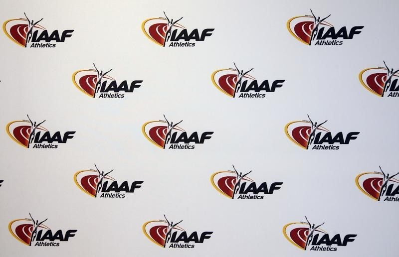 © Reuters. The logo of the International Association of Athletics Federations (IAAF) is seen in Monaco