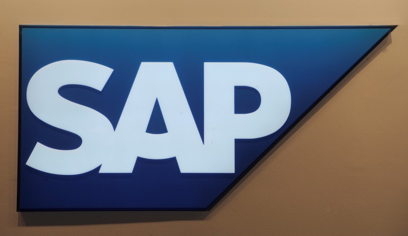 © Reuters. Logo of German company SAP is pictured at the CeBit computer fair in Hanover