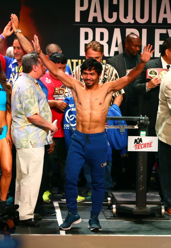 © Reuters. Boxing: Pacquiao vs Bradley-Weigh Ins