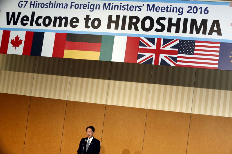 © Reuters. وزراء خارجية مجموعة السبع يجتمعون في هيروشيما لبحث قضايا نووية وبحرية