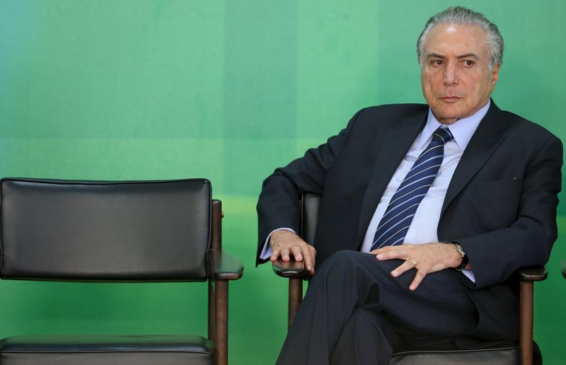 © Reuters. File photo of Brazil's Vice President Michel Temer is pictured at the Planalto Palace in Brasilia