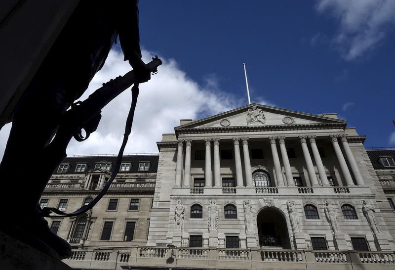 © Reuters. File photo of a war memorial statue seen in front of the Bank of England in the City of London, Britain