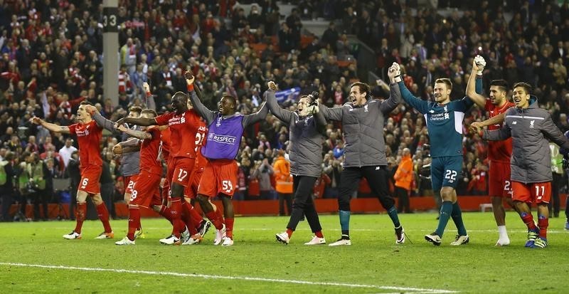 © Reuters. لوفرين يقود ليفربول لقبل نهائي الدوري الأوروبي بفوز مثير على دورتموند