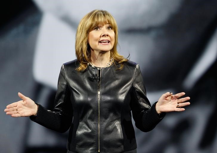 © Reuters. General Motors Chairman and CEO Mary Barra speaks during a keynote address at the 2016 CES trade show in Las Vegas