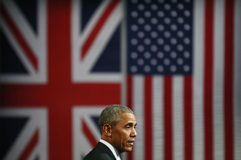 © Reuters. Obama dice acuerdo comercial con Reino Unido tardaría una década si los británicos salen de UE