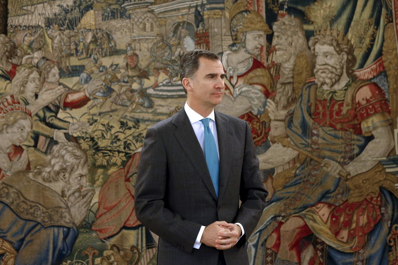 © Reuters. Rei Felipe, da Espanha, no Palácio de Zarzuela, em Madri