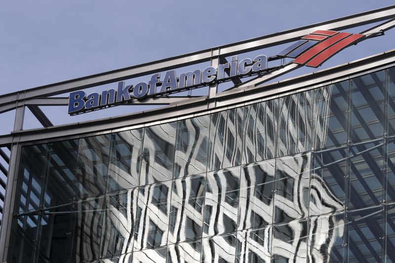 © Reuters. File photo of the Bank of America logo at their offices at Canary Wharf financial district in London