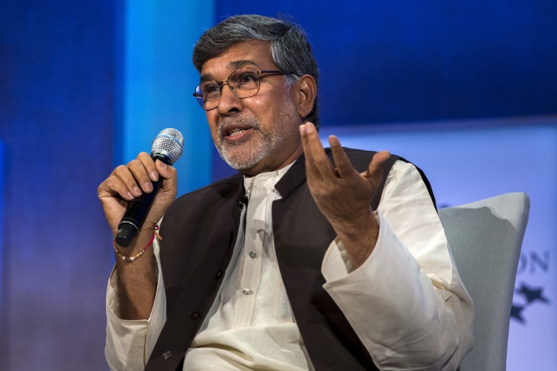 © Reuters. Kailash Satyarthi, 2014 Nobel Peace Prize Laureate, takes part in a panel during the Clinton Global Initiative's annual meeting in New York