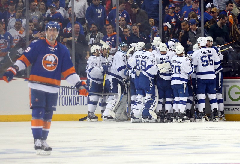 © Reuters. NHL: Stanley Cup Playoffs-Tampa Bay Lightning at New York Islanders