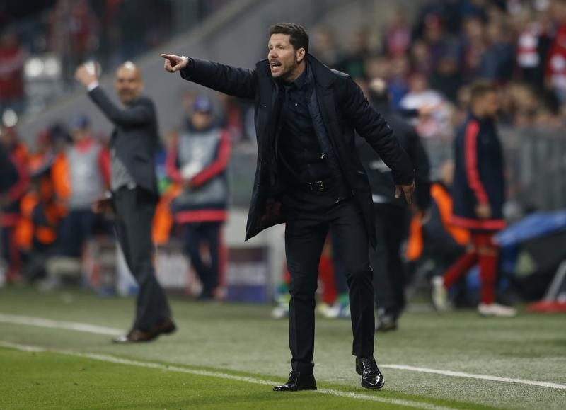 © Reuters. Simeone celebra el pase a la final ante el 