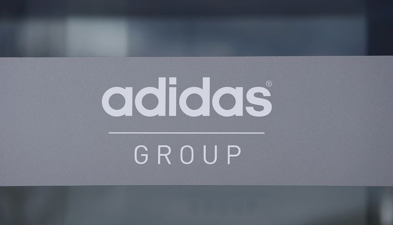 © Reuters. Adidas logo is pictured at company's headquarters in Herzogenaurach