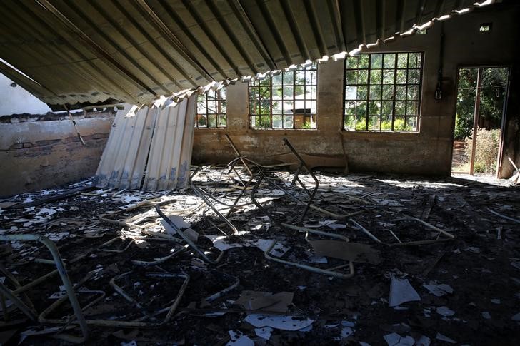 © Reuters. Sala de aula de escola queimada na província de Limpopo, África do Sul