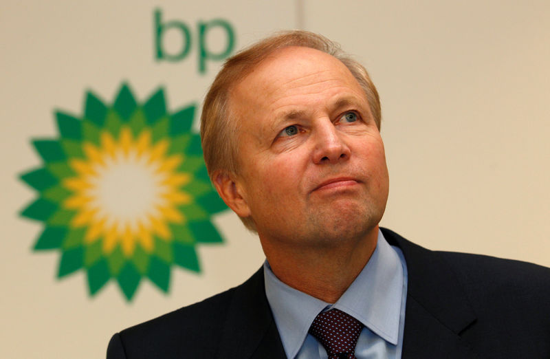 © Reuters. BP's Chief Executive Bob Dudley speaks to the media after year-end results were announced at the energy company's headquarters in London