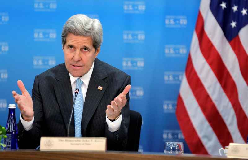 © Reuters. U.S. Secretary of State John Kerry speaks during the seventh U.S.–E.U. Energy Security Council in Washington