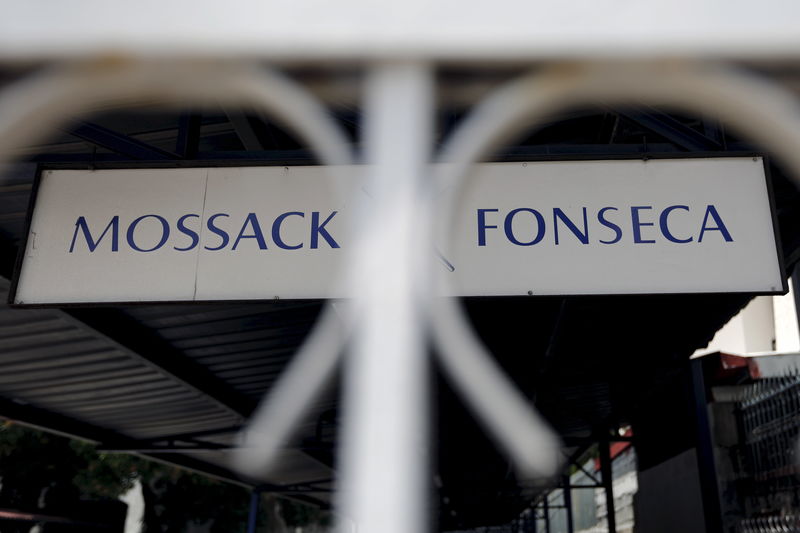 © Reuters. File photo of the Mossack Fonseca law firm sign in Panama City