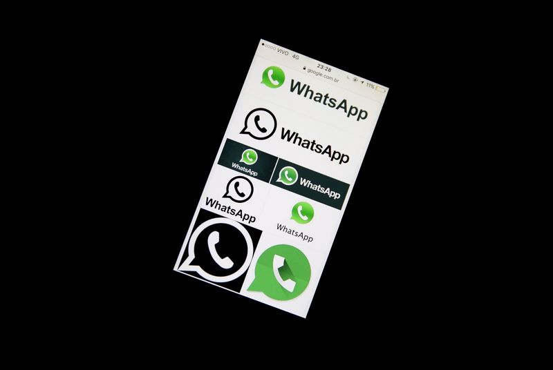 © Reuters. Illustration photo shows Whatsapp App logos on a mobile phone in Sao Paulo