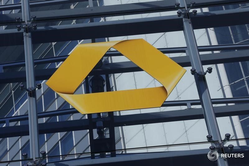 © Reuters. A Commerzbank logo is pictured after the bank's annual news conference in Frankfurt