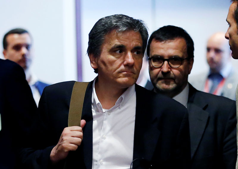 © Reuters. Greek Finance Minister Tsakalotos arrives at an extraordinary meeting of euro zone finance ministers in Brussels