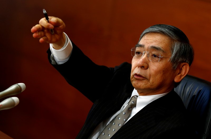 © Reuters. Bank of Japan Governor Haruhiko Kuroda gestures during a news conference in Tokyo