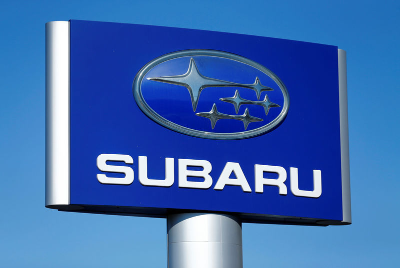 © Reuters. A Subaru sign is pictured at a car lot in Carlsbad, California